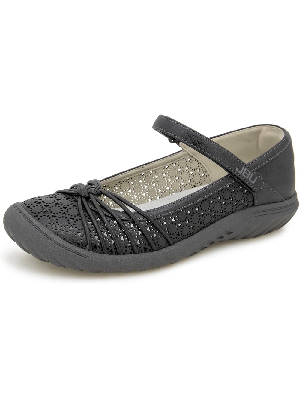 JBU Women's Charcoal Gray Mary Jane with Decorative Knots